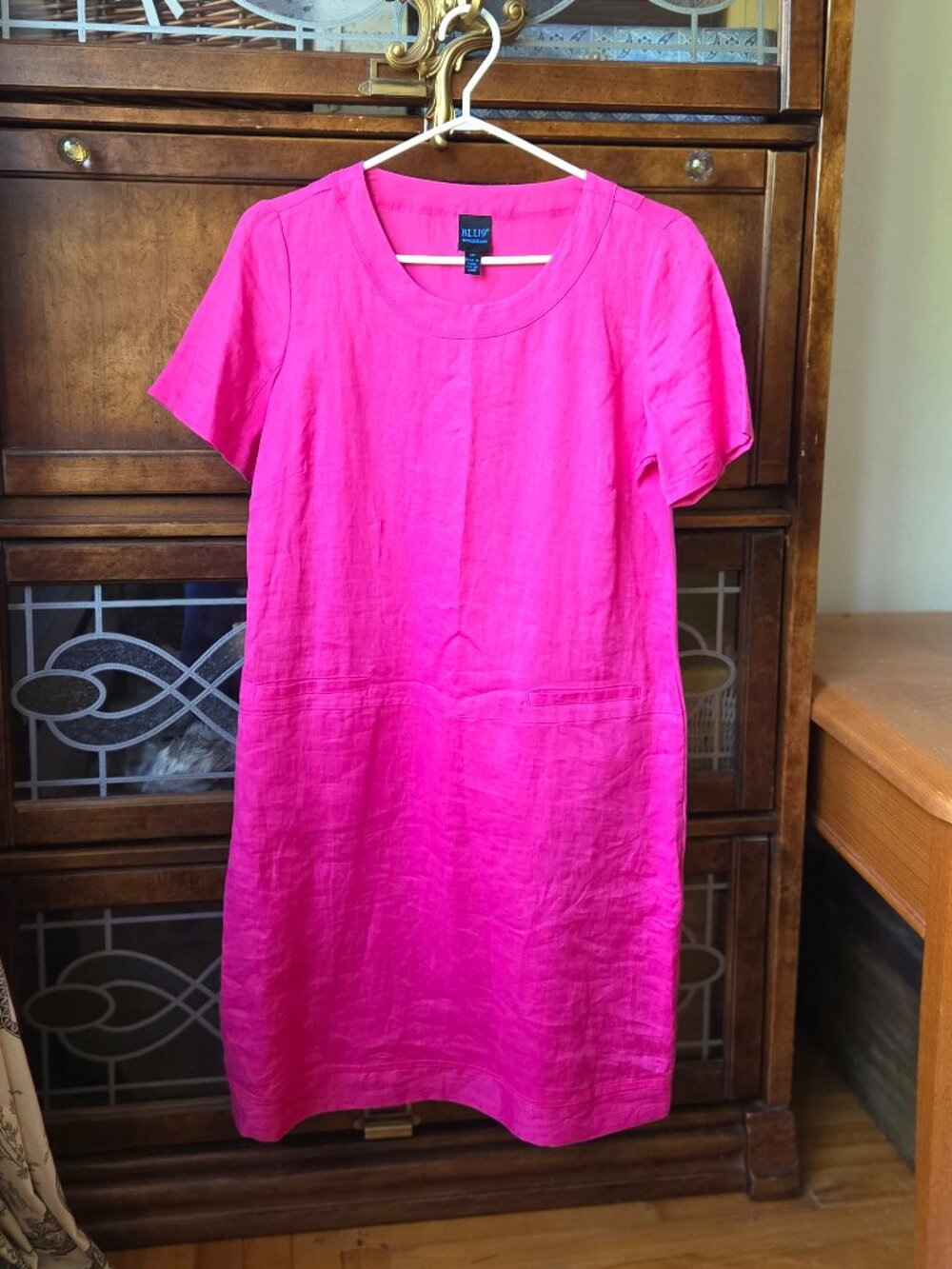 Vibrant 100% Linen Fuchsia Dress